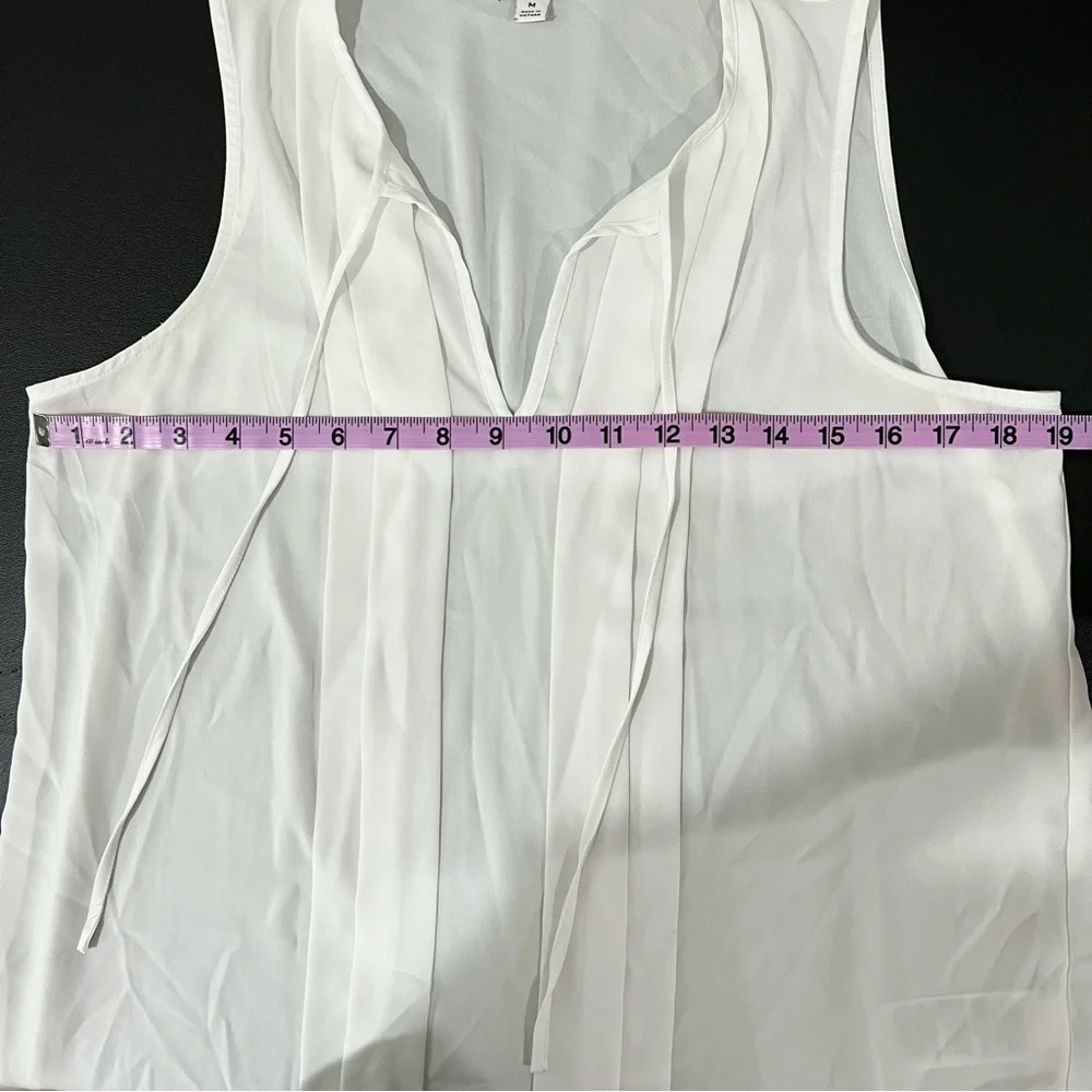 J. Crew Sleeveless Pleated Tie Neck Top Size M